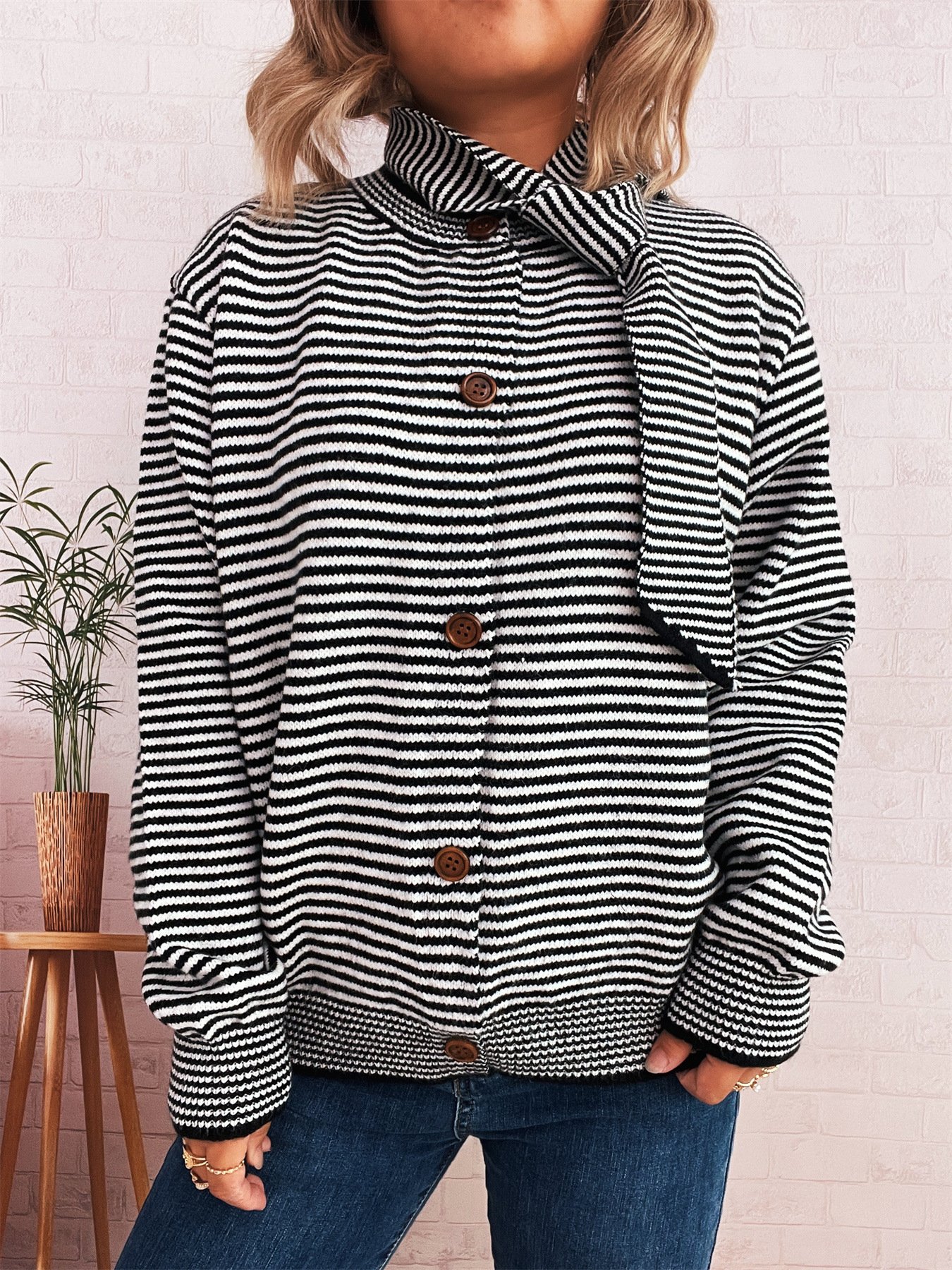 Striped Regular Fit Casual Cardigan