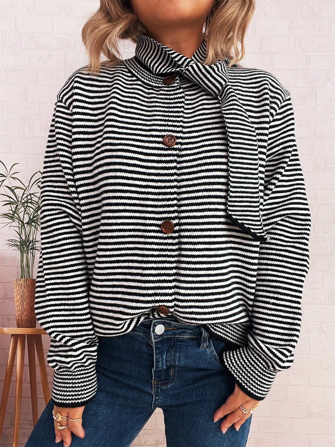 Striped Regular Fit Casual Cardigan