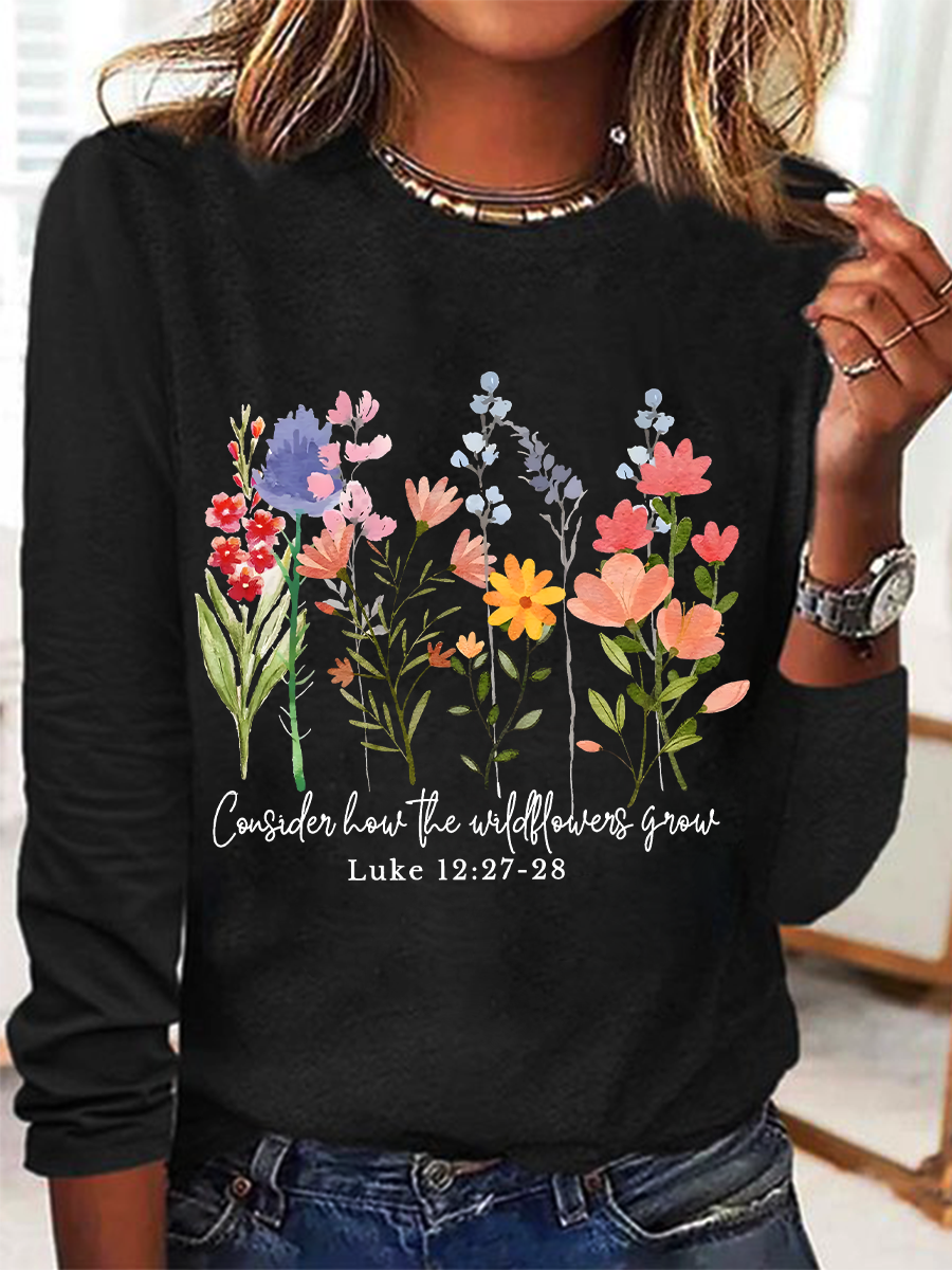 Wildflower Bible Verse Long sleeve Shirt