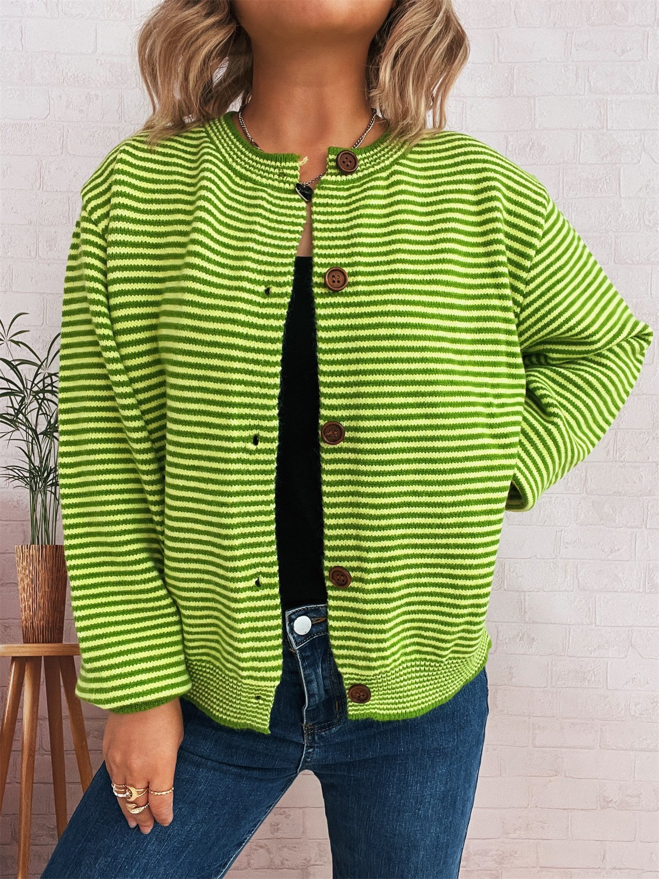 Striped Regular Fit Casual Cardigan