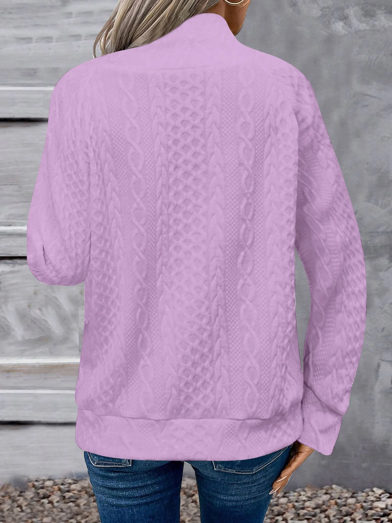 Plain Girly Loose Turtleneck Simple Solid Color Three-dimensional Jacquard High Collar Button Casual Fashion Sports Sweatshirt