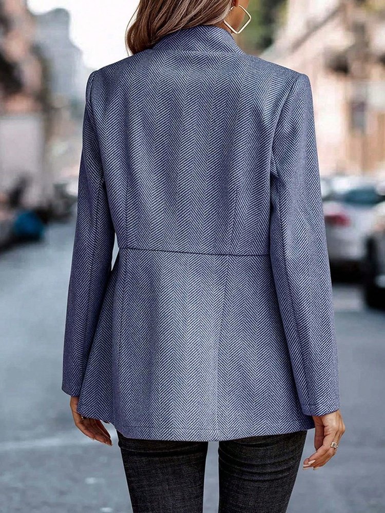 Split Joint Casual Intellectual Slim Fit Jacquard Splicing Temperament Commuting Thickened Woolen Jacket