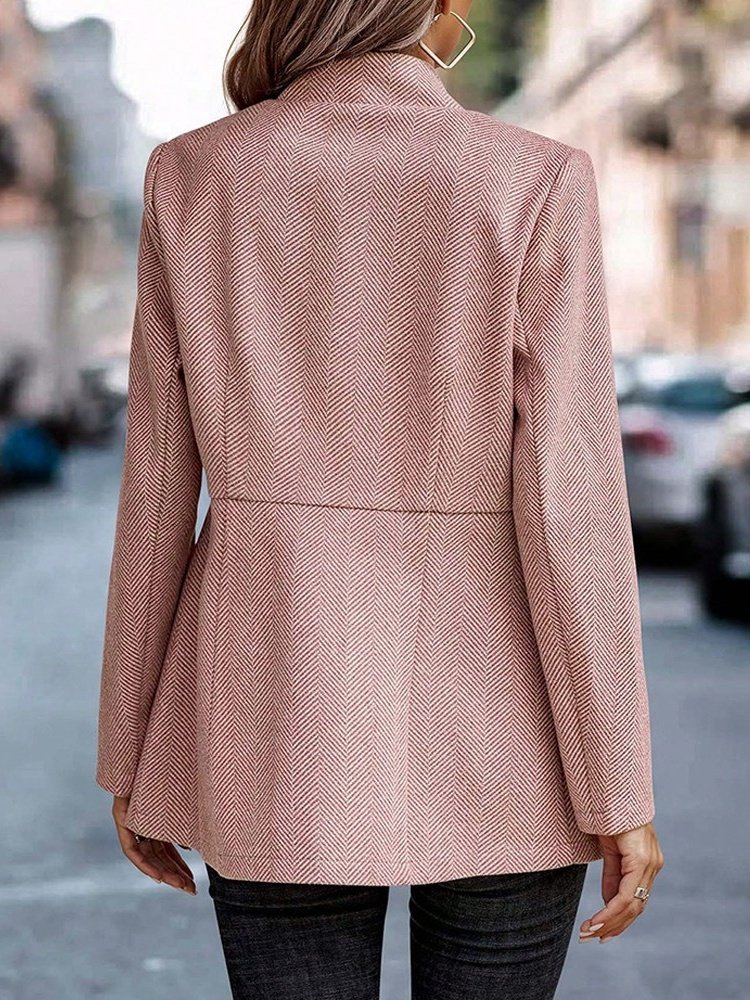 Split Joint Casual Intellectual Slim Fit Jacquard Splicing Temperament Commuting Thickened Woolen Jacket