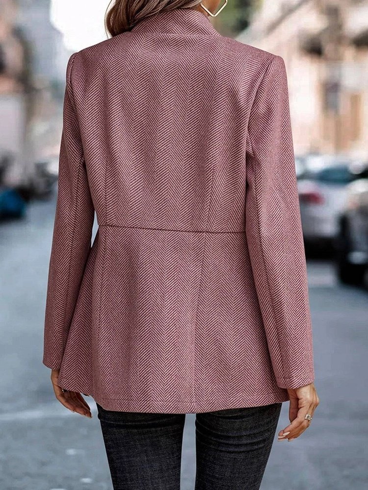 Split Joint Casual Intellectual Slim Fit Jacquard Splicing Temperament Commuting Thickened Woolen Jacket