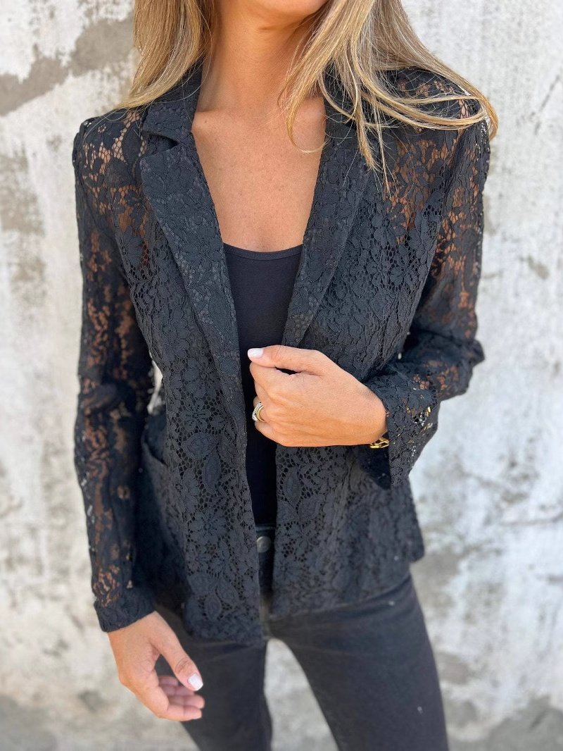Loose Others Casual Fashionable And Casual Solid Color Lace Suit Blazer