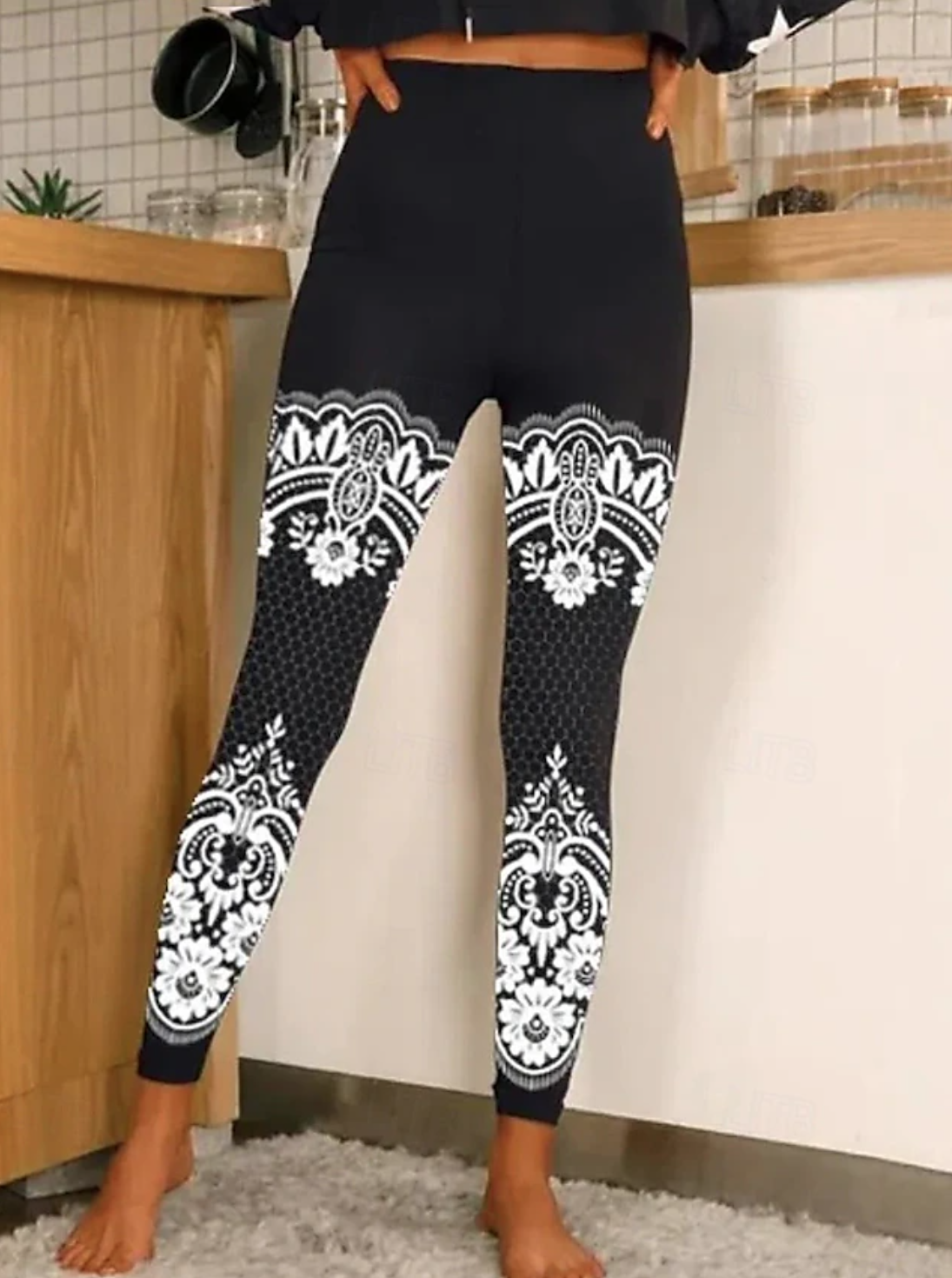 Women's Floral Gradient Pattern Leggings Slim Fit Regular Pants