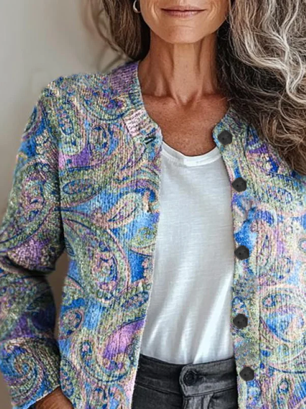 Paisley Regular Fit Casual Cardigan