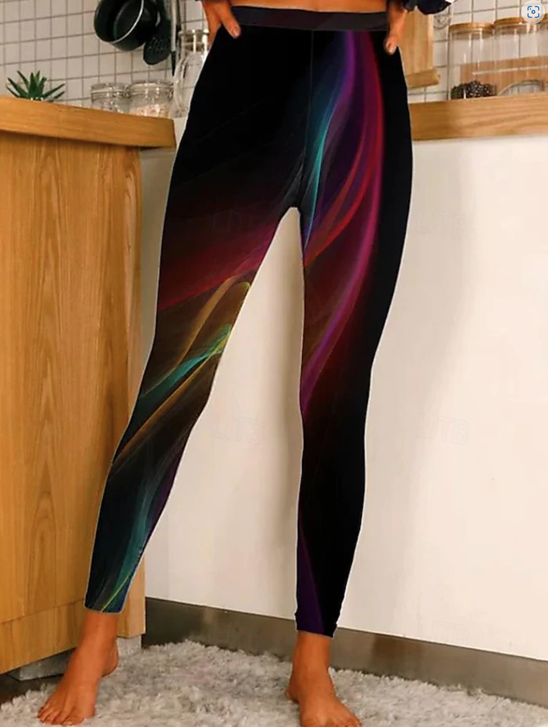 Women's Floral Gradient Pattern Leggings Slim Fit Regular Pants