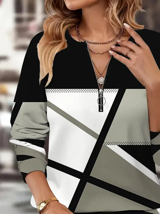 Abstract Casual Printing Crew Neck Sweatshirt