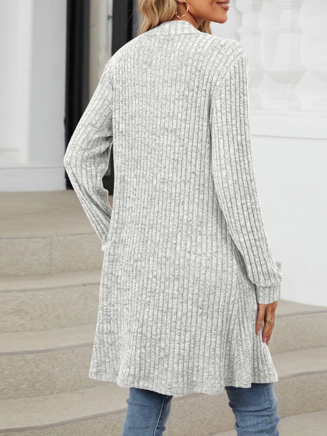 Lady Romance Wrap Rayon Pocket Autumn And Winter Long Solid Color Long Sleeve Loose Cardigan