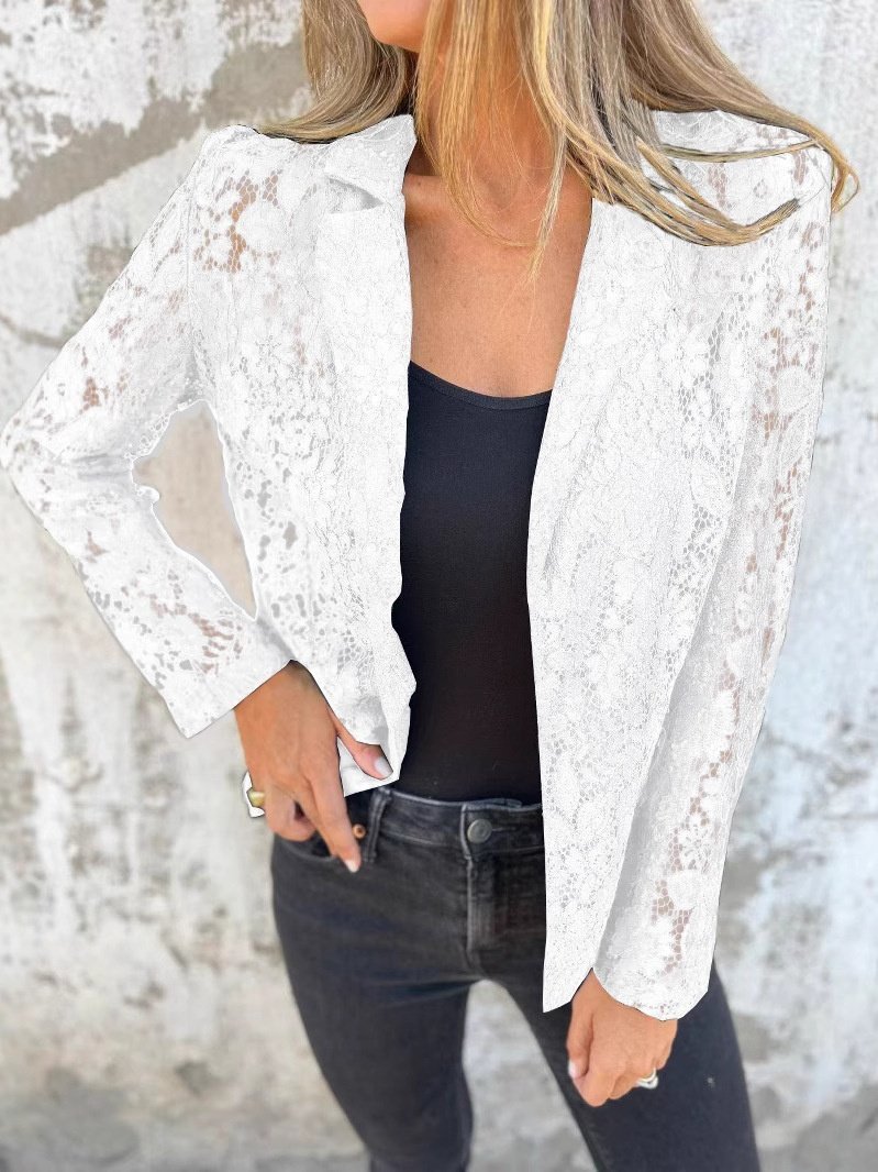 Loose Others Casual Fashionable And Casual Solid Color Lace Suit Blazer