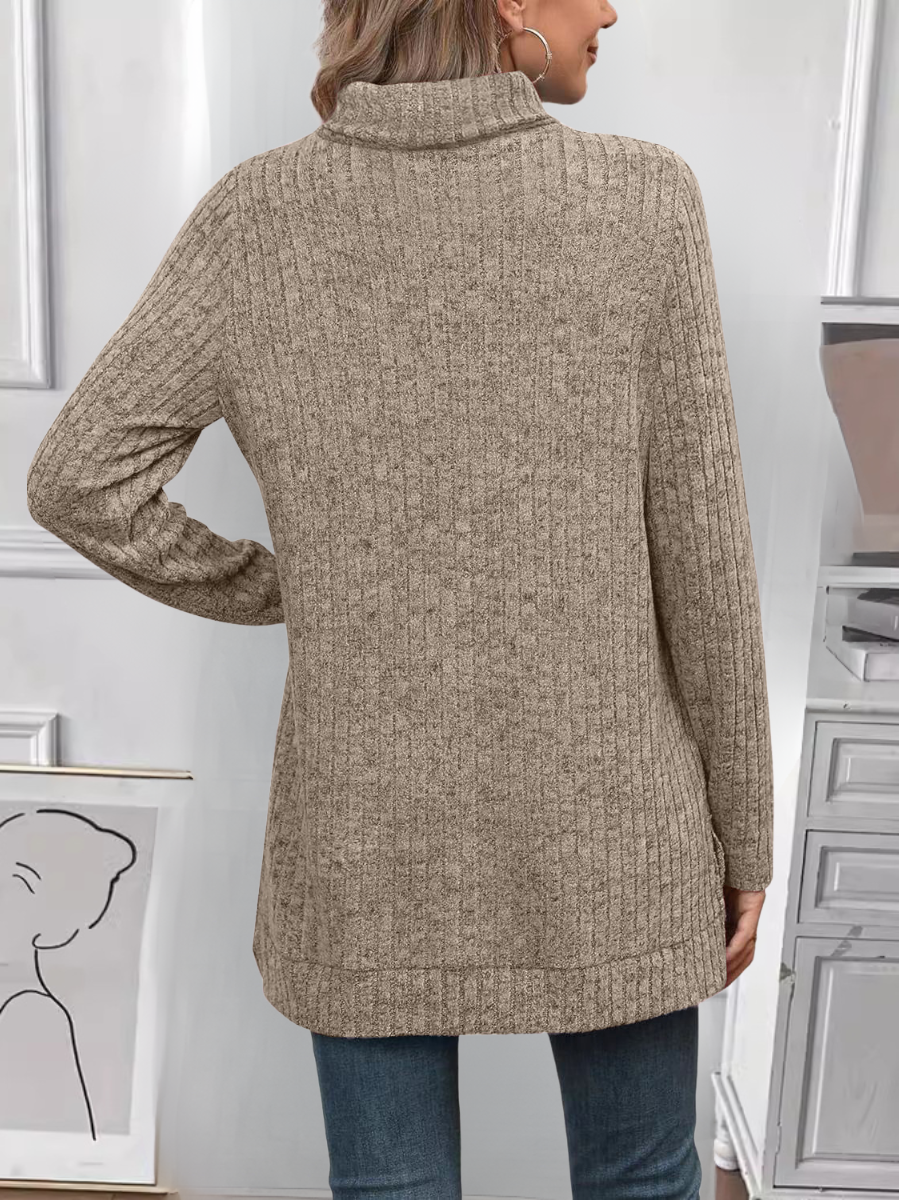 Women's Long Sleeve T-shirt Spring/Fall Fuchsia Plain Split Joint Turtleneck Daily Going Out Vintage Top