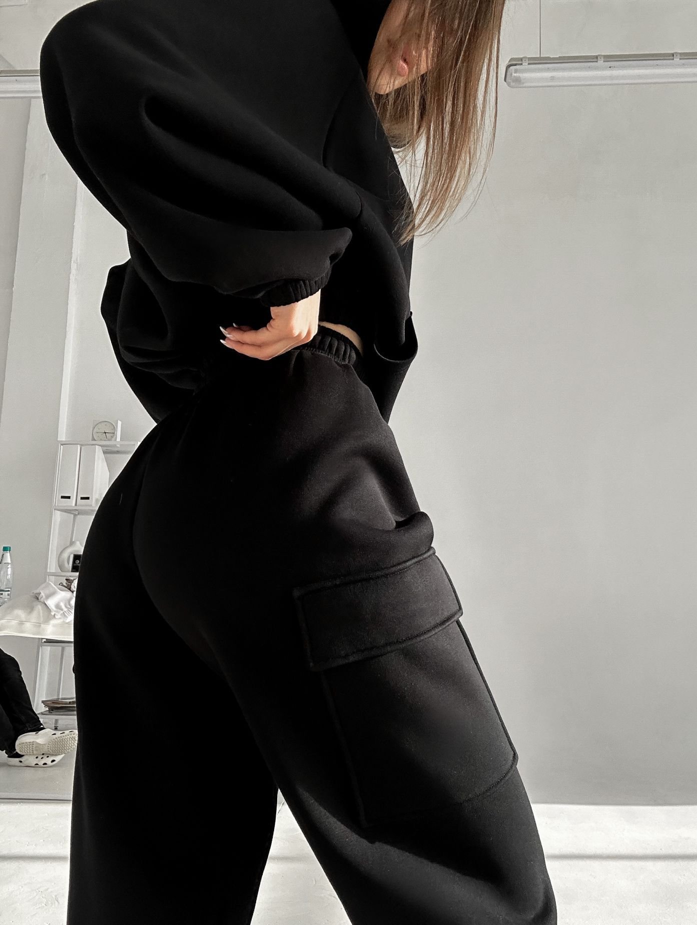 Women's Solid Color Sports Casual Sweatshirt Suit Fashionable Loose Long Sleeve Style