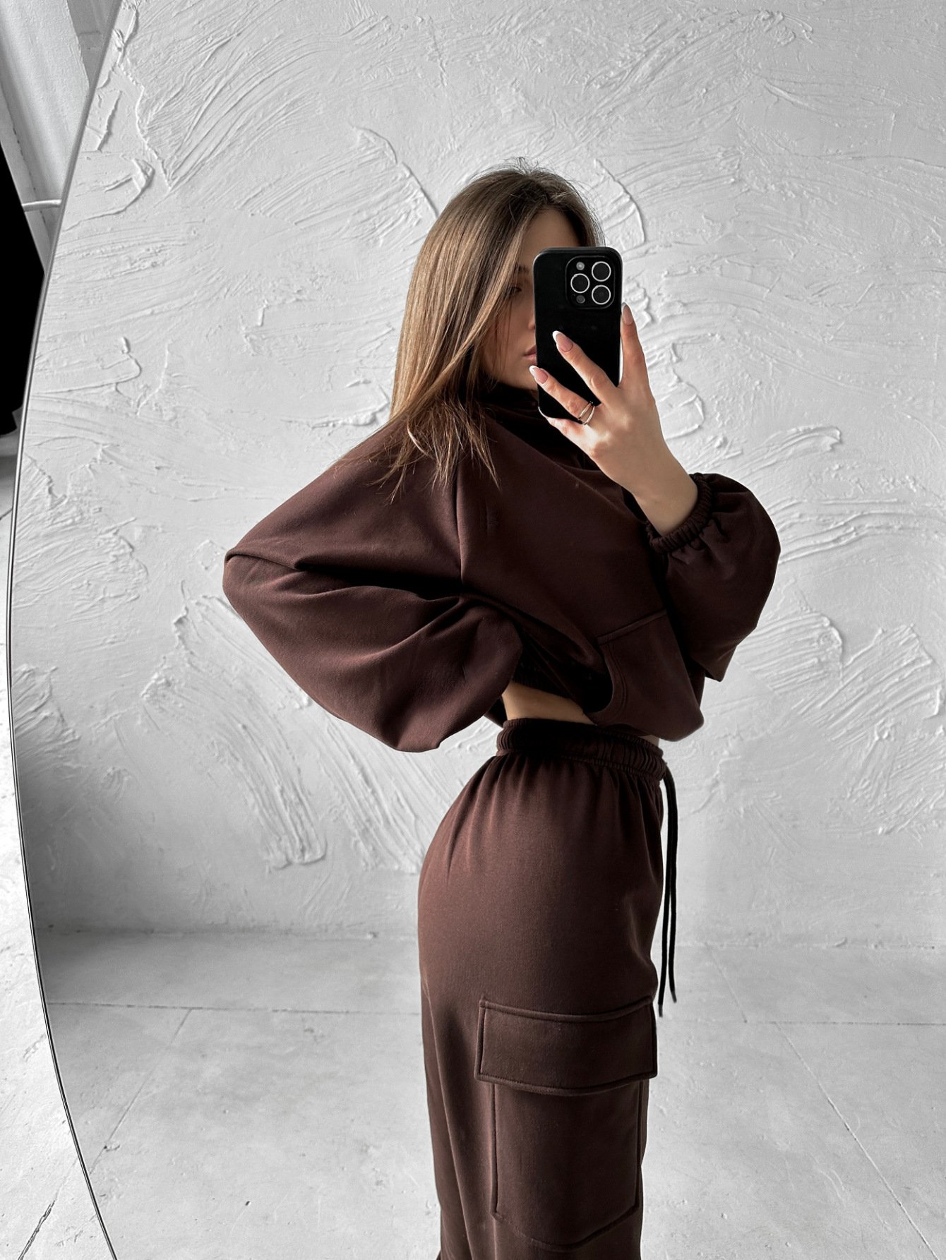 Women's Solid Color Sports Casual Sweatshirt Suit Fashionable Loose Long Sleeve Style