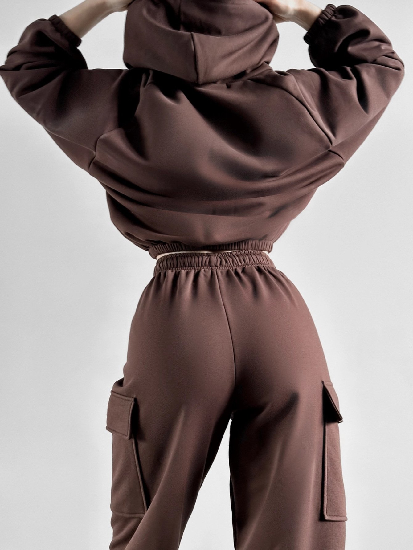 Women's Solid Color Sports Casual Sweatshirt Suit Fashionable Loose Long Sleeve Style
