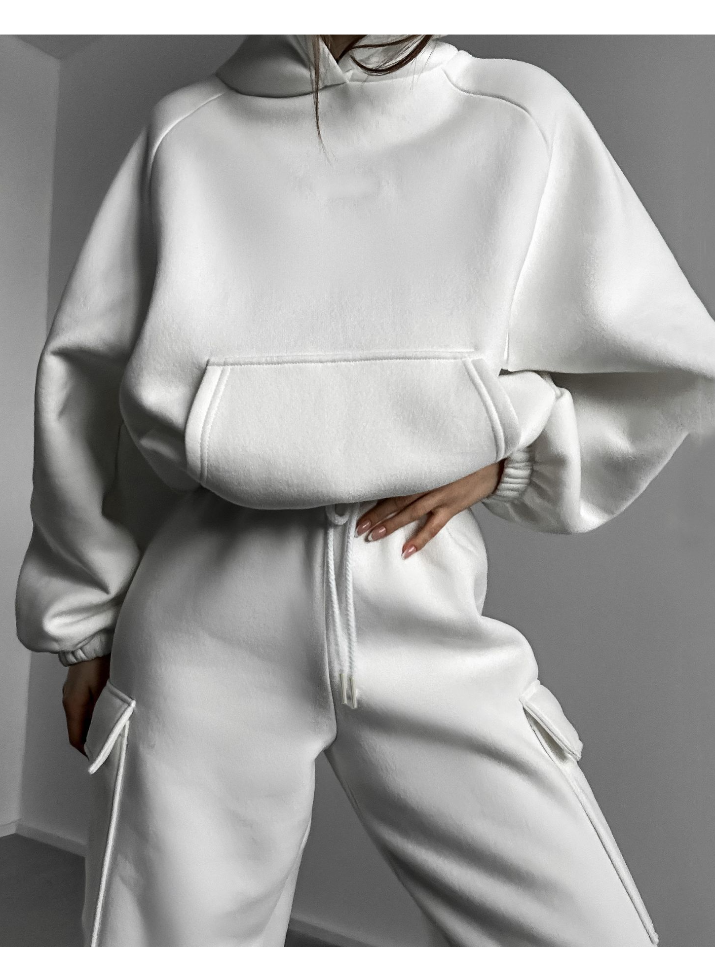 Women's Solid Color Sports Casual Sweatshirt Suit Fashionable Loose Long Sleeve Style