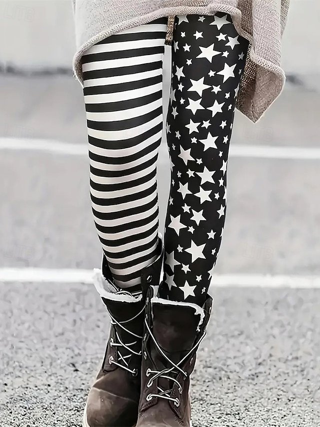 Casual Tight Striped Cotton Leggings