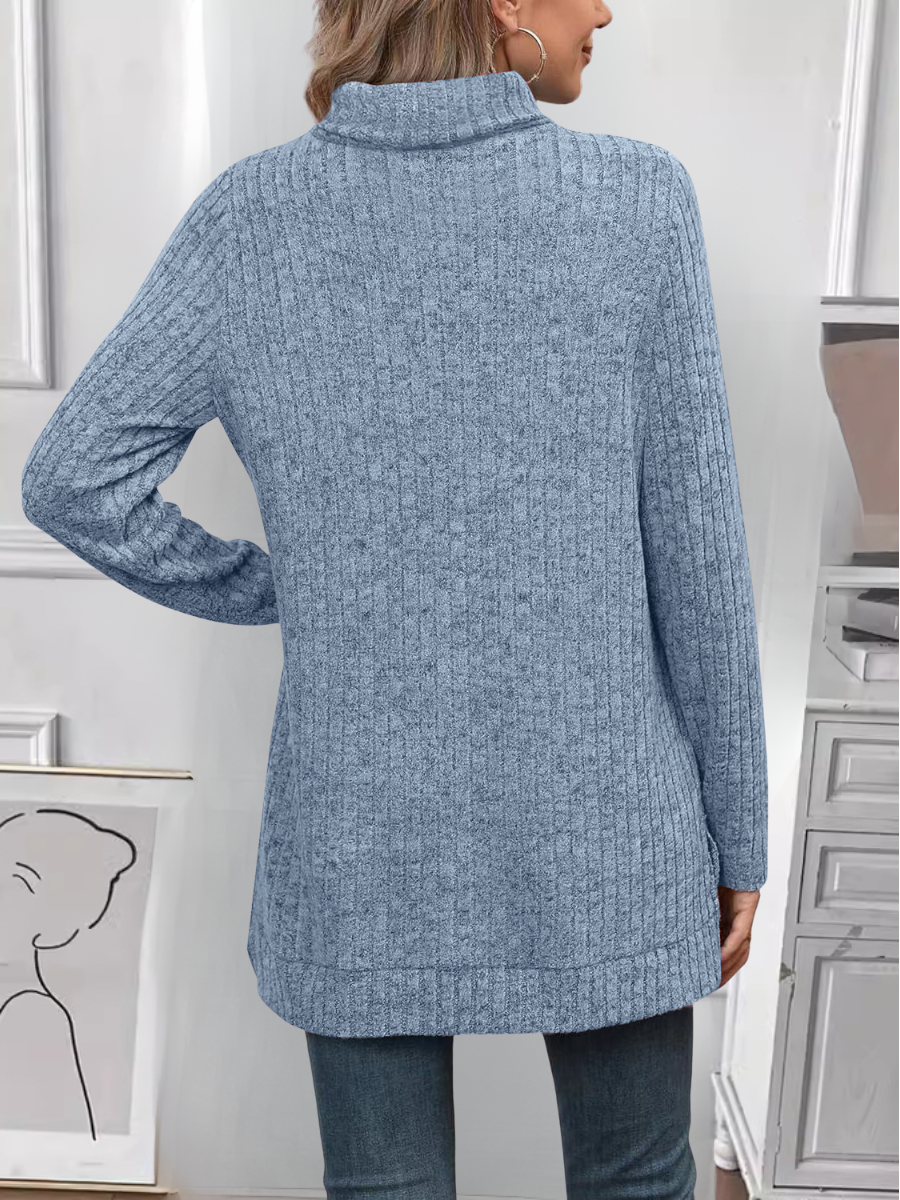 Women's Long Sleeve T-shirt Spring/Fall Fuchsia Plain Split Joint Turtleneck Daily Going Out Vintage Top