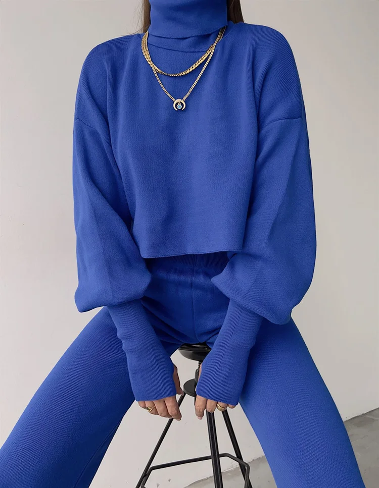 Women's Autumn And Winter High Collar Trousers Trousers Two-Piece Casual Fashion Suit