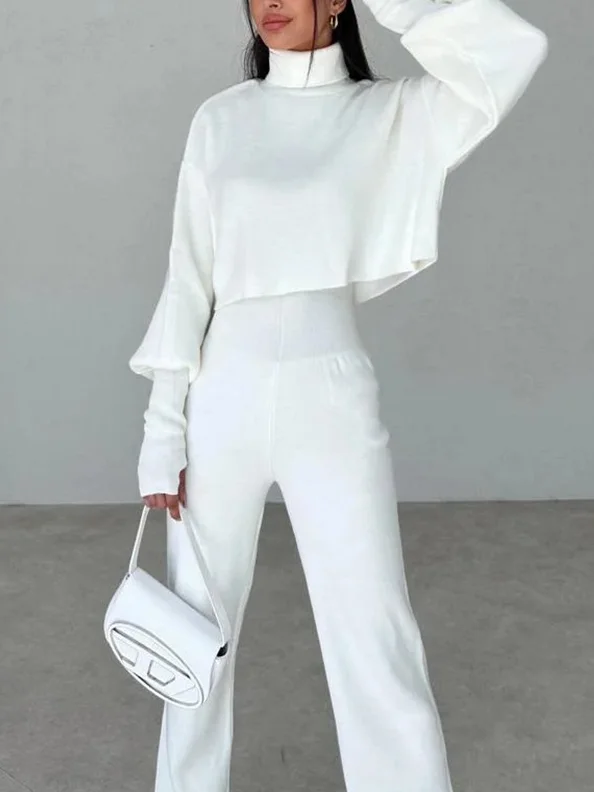 Women's Autumn And Winter High Collar Trousers Trousers Two-Piece Casual Fashion Suit