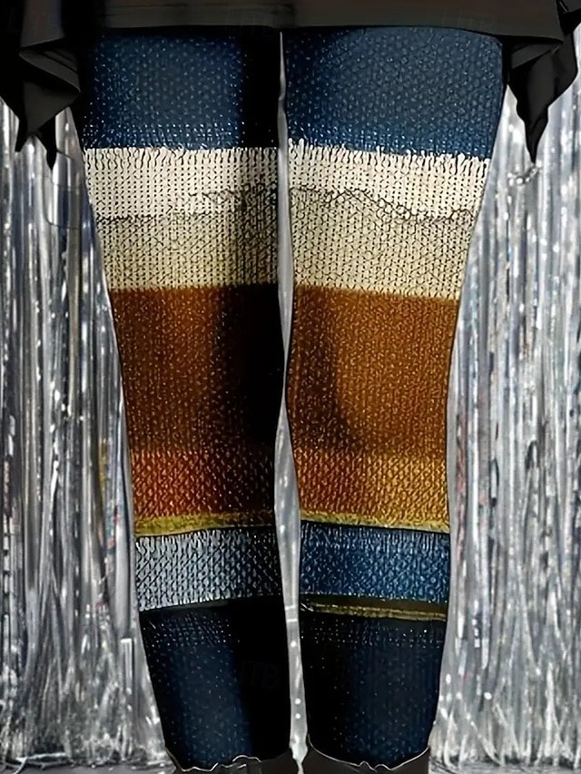 Casual Tight Striped Cotton Leggings