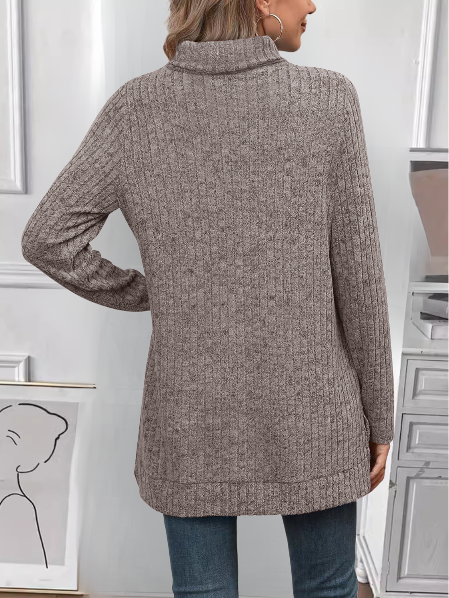 Women's Long Sleeve T-shirt Spring/Fall Fuchsia Plain Split Joint Turtleneck Daily Going Out Vintage Top