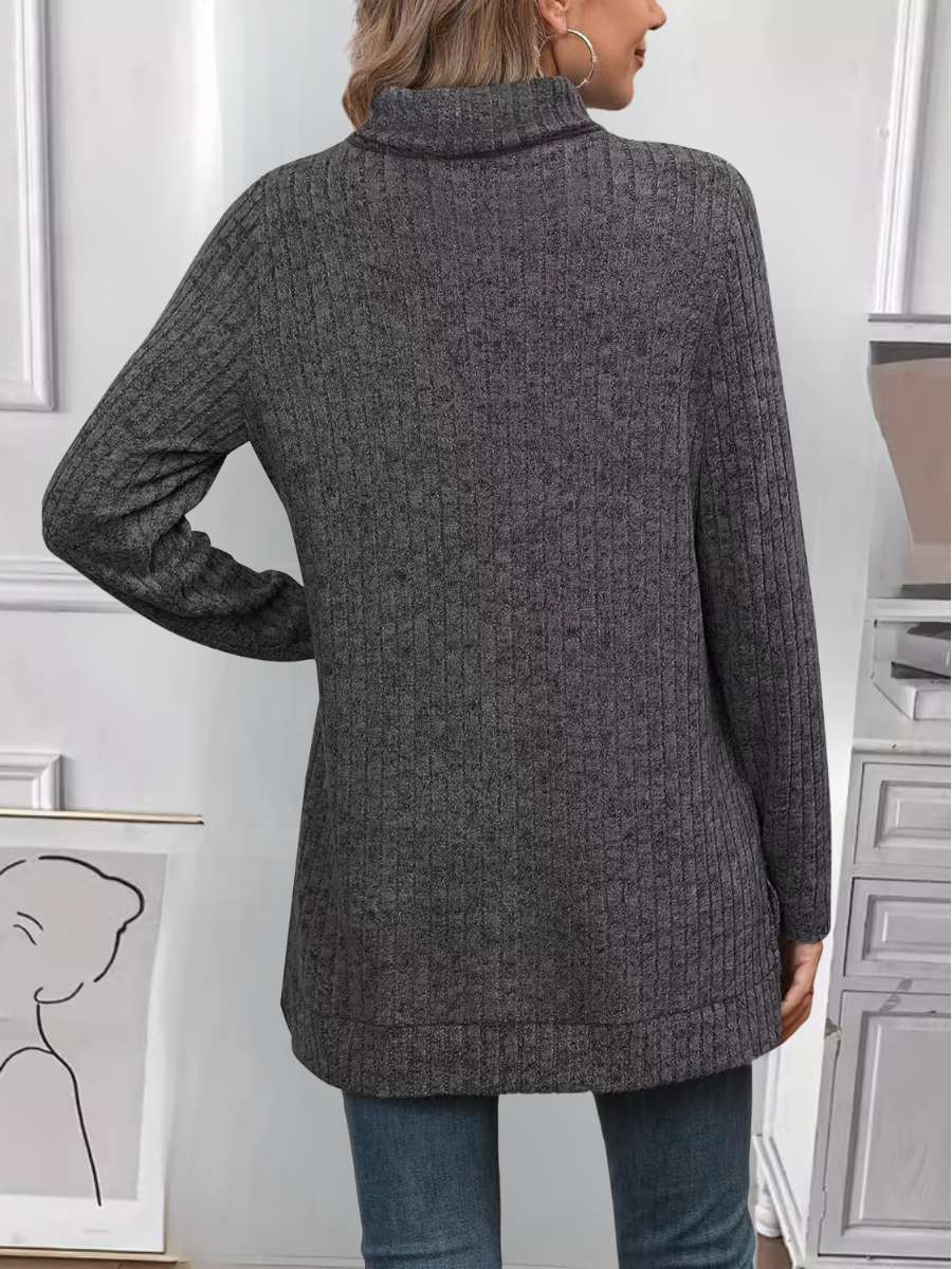Women's Long Sleeve T-shirt Spring/Fall Fuchsia Plain Split Joint Turtleneck Daily Going Out Vintage Top