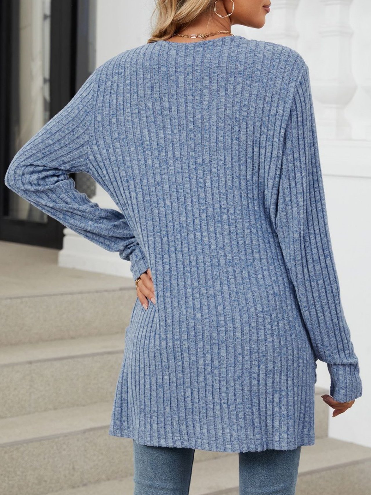 Cotton-Blend Loose Simple New Autumn And Winter Solid Color Casual Pocket Long-sleeved Warm Knitted Cardigan