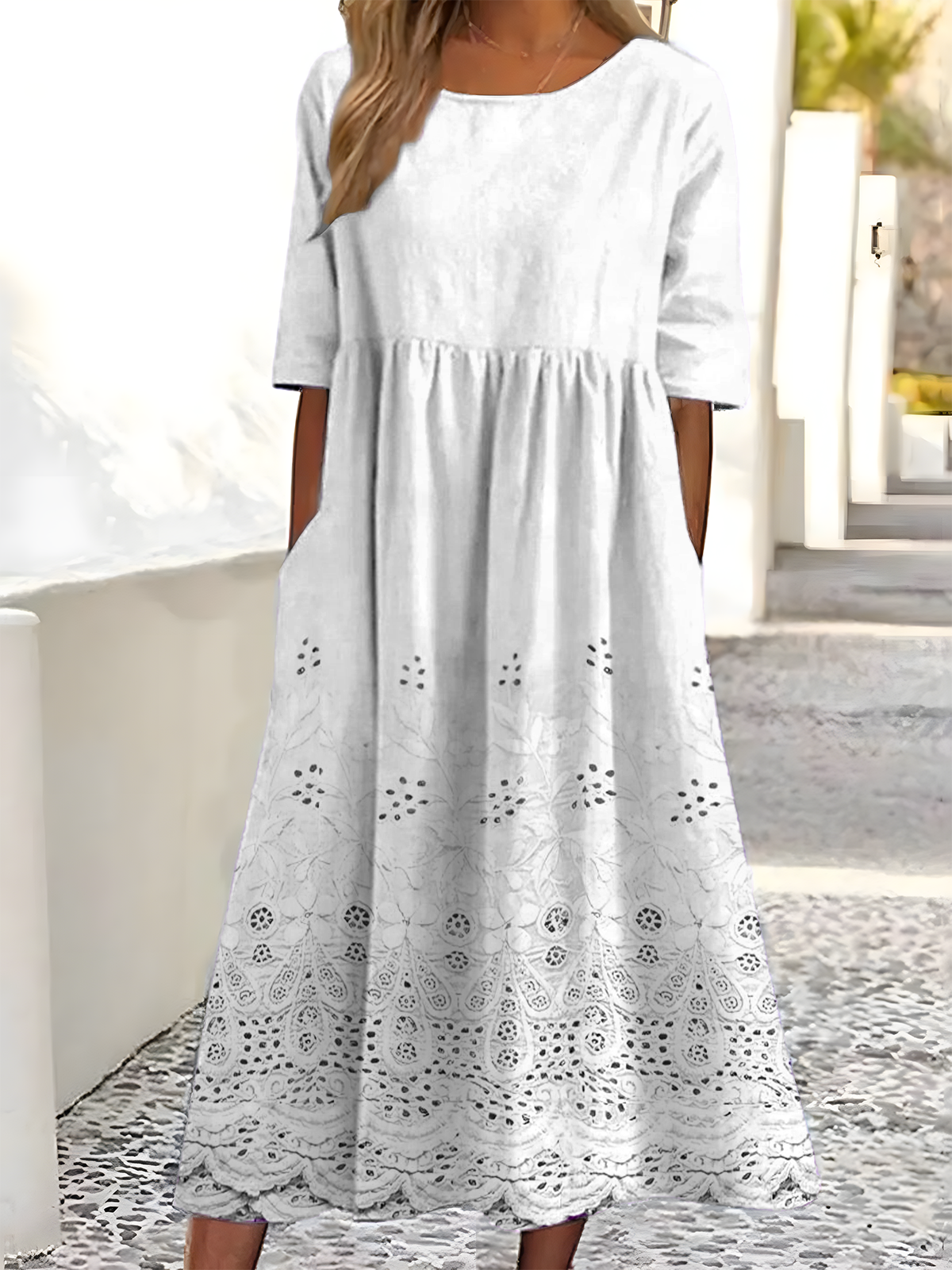 Casual Gradient Pattern Dress With No