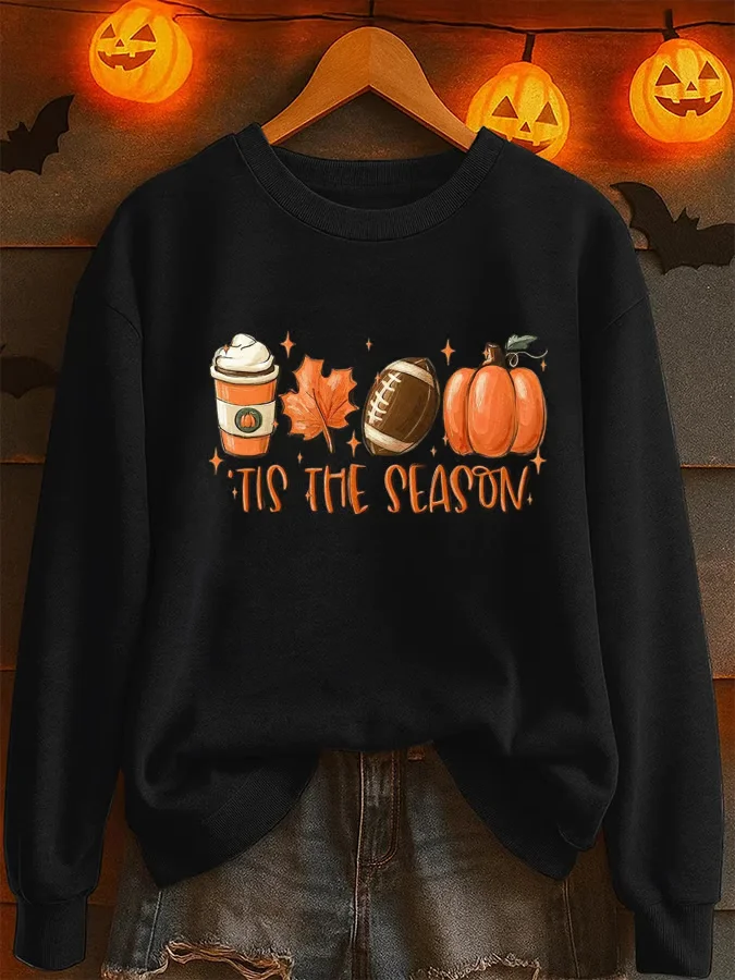Women's Halloween Autumn Print Crew Neck Long Sleeve Sweatshirt