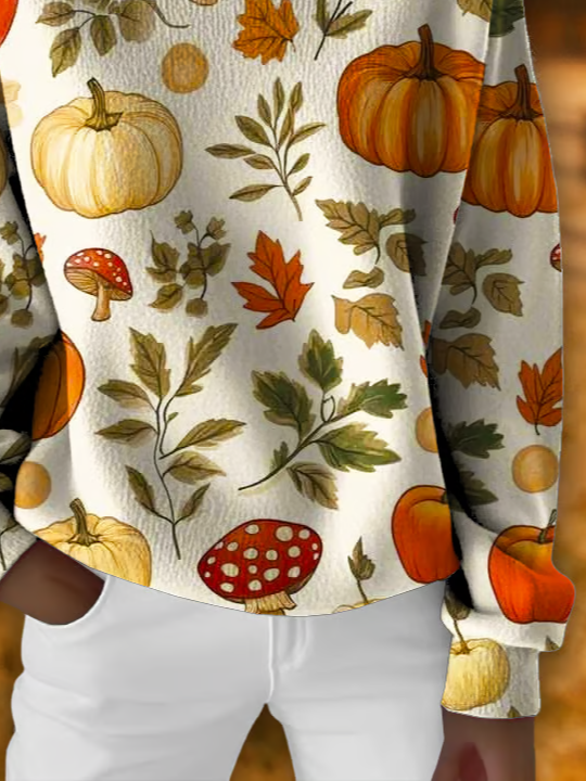 Women's Halloween Autumn Print Crew Neck Long Sleeve Sweater