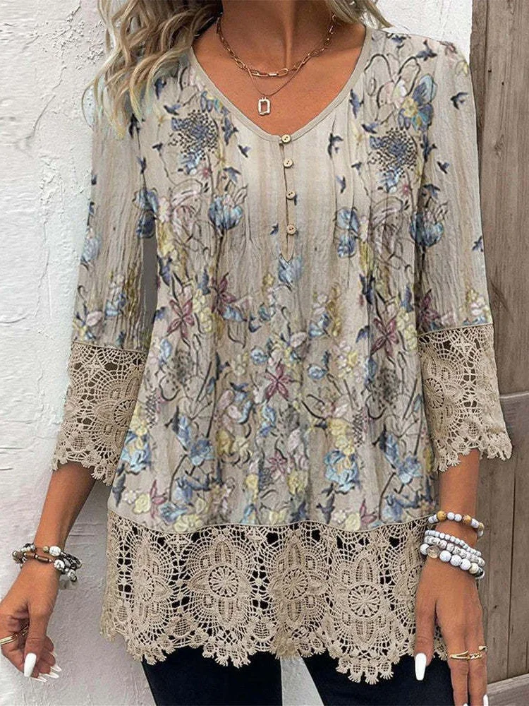 Casual Cotton Floral T-Shirt