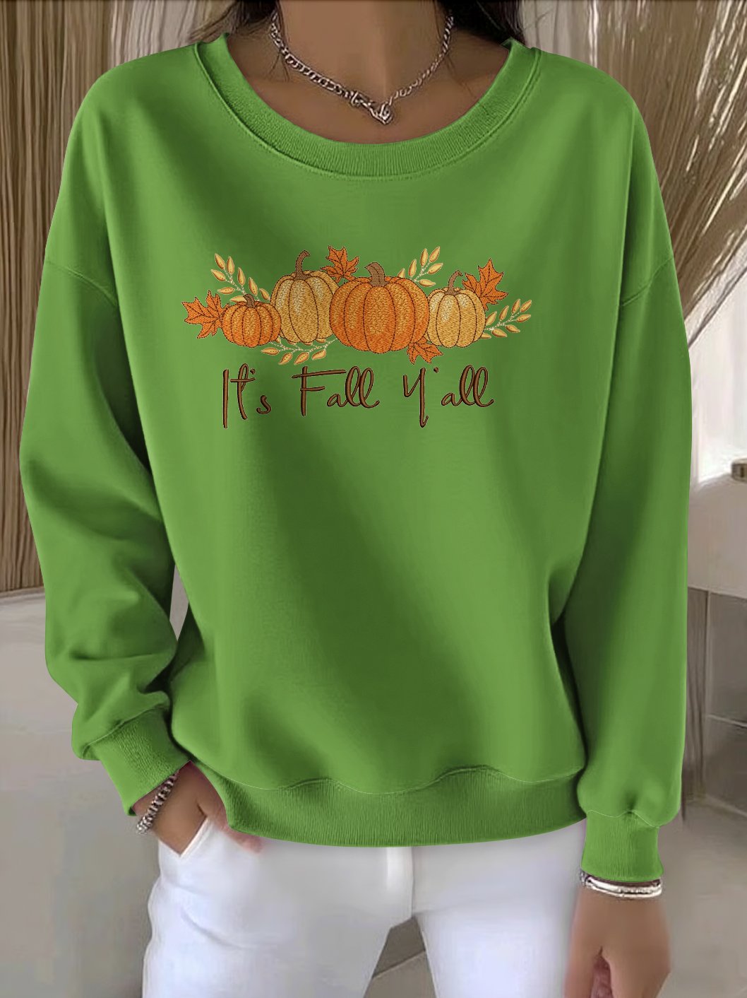 Casual Crew Neck Regular Fit Cotton Sweatshirt