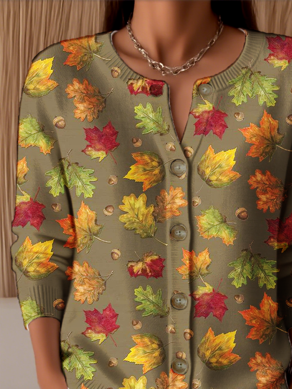 Knitted Crew Neck Loose Peasant Cardigan