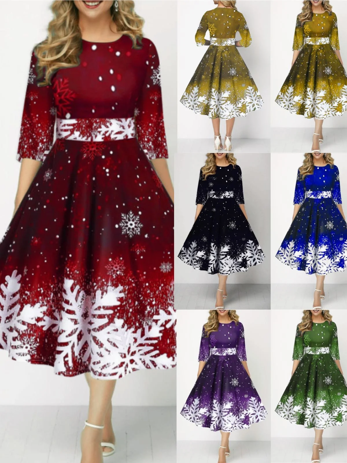 Crew Neck Christmas Sexy Regular Fit Dress With No