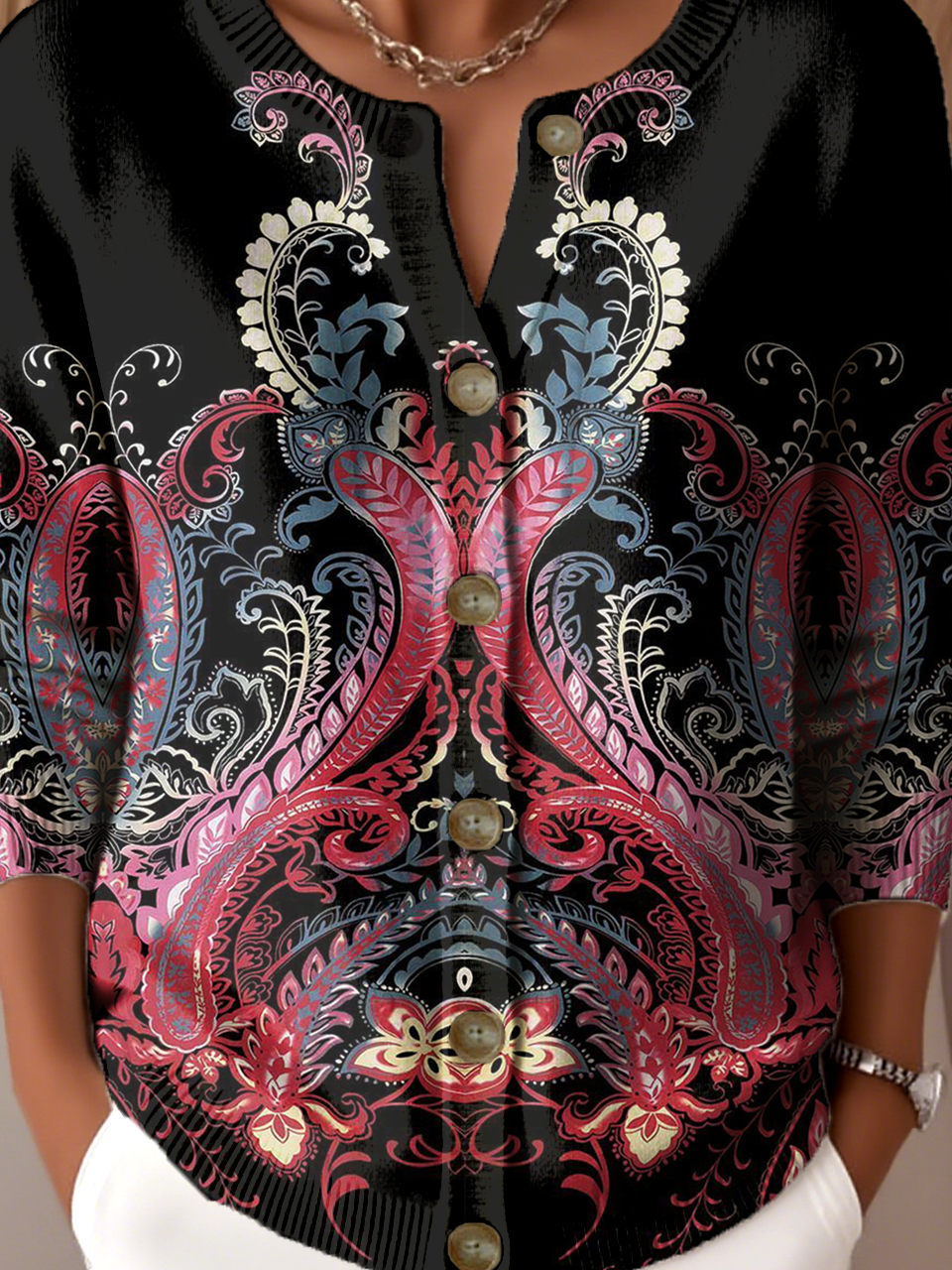 Vintage Loose Gradient Pattern Cardigan