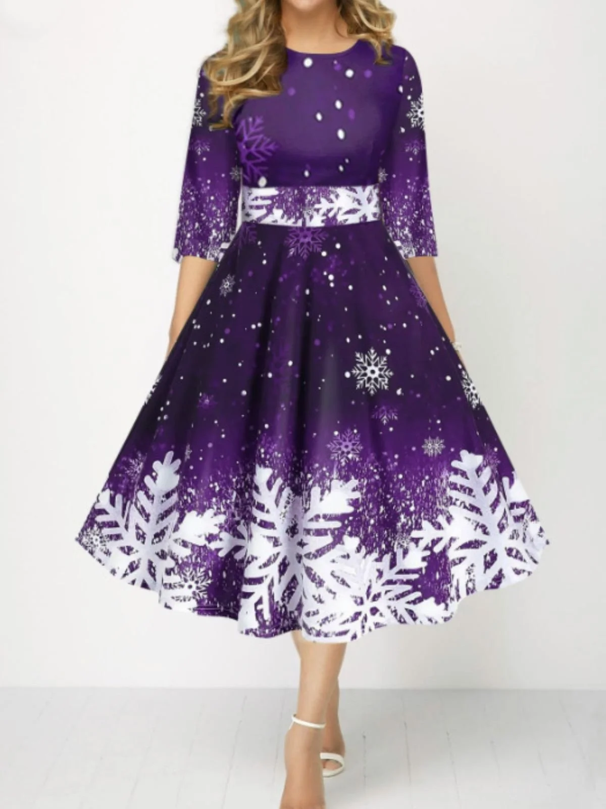 Crew Neck Christmas Sexy Regular Fit Dress With No