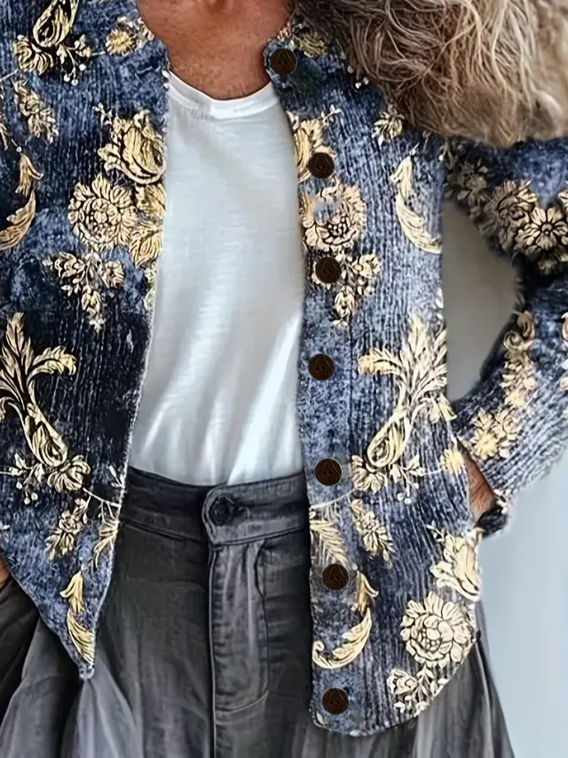 Women's Floral Print Casual Long Sleeve Cardigan