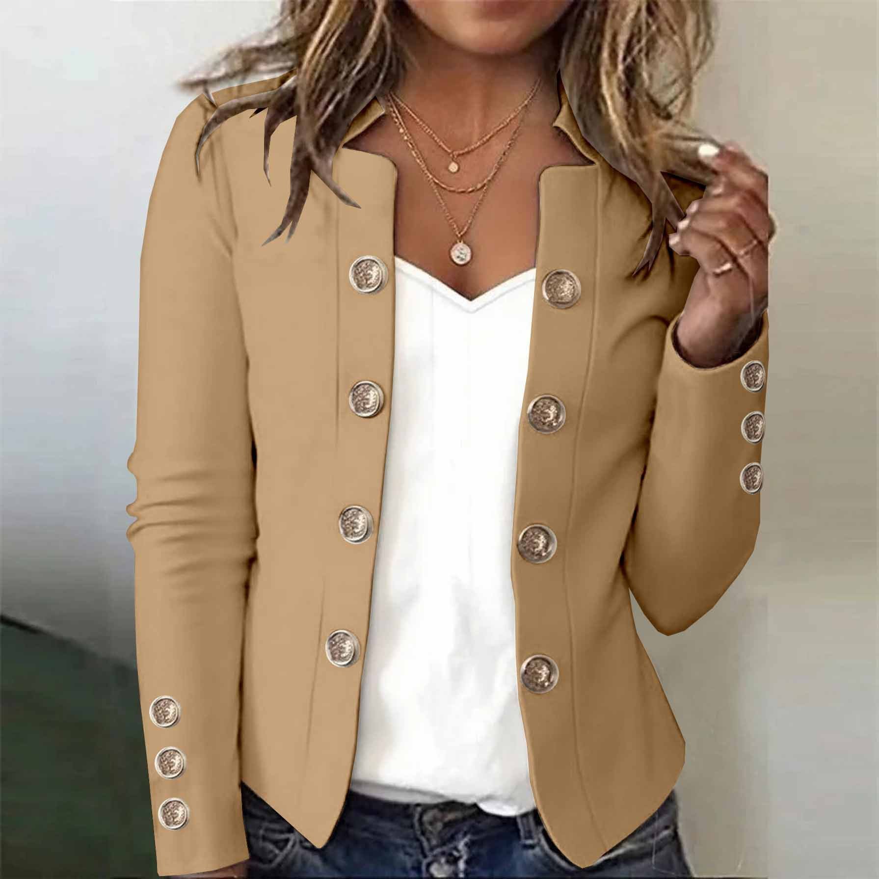 Women's Long-Sleeved Autumn And Winter Button-Down Blazer