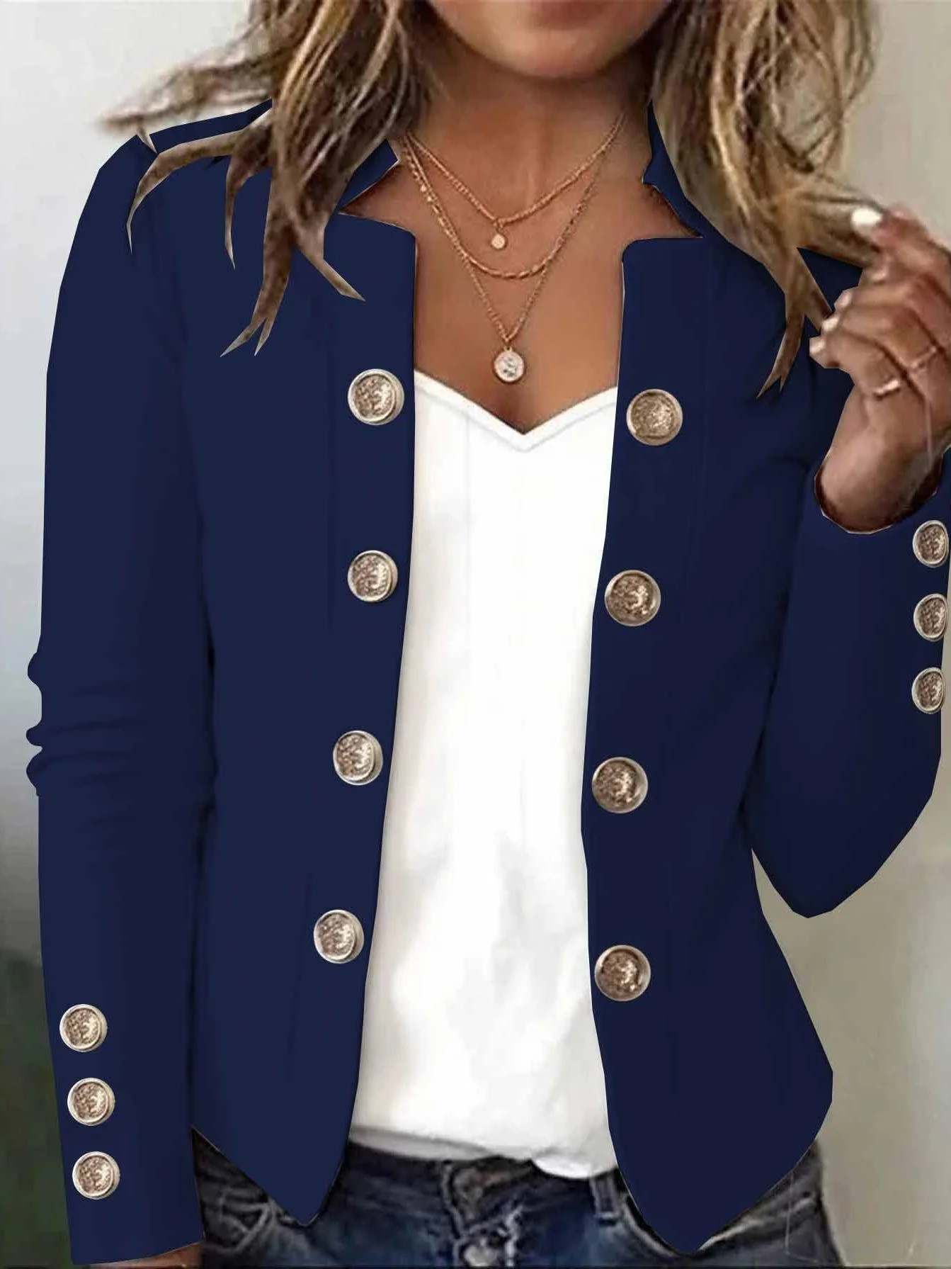 Women's Long-Sleeved Autumn And Winter Button-Down Blazer