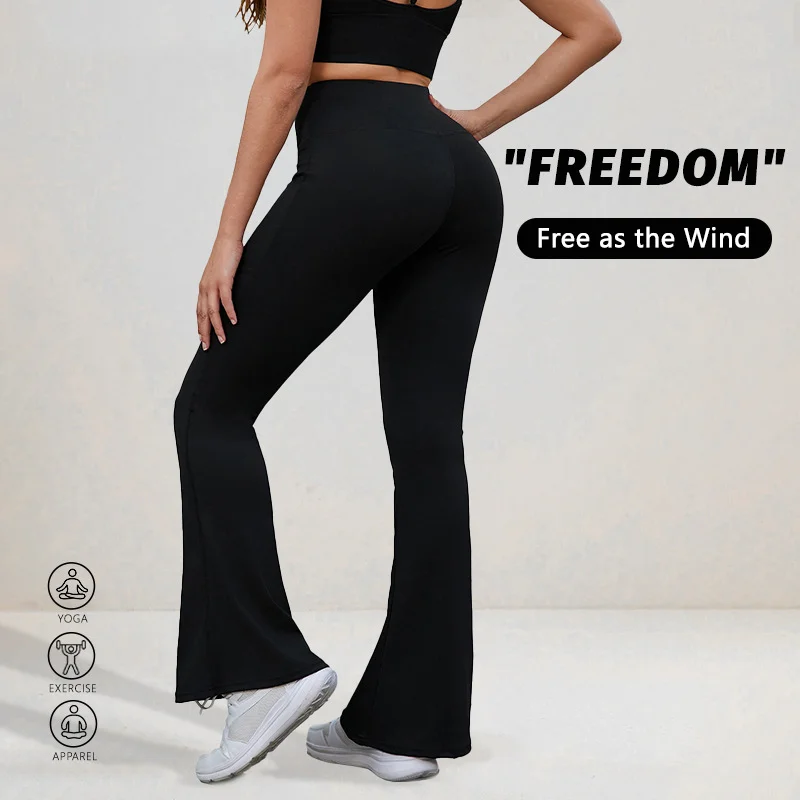 Autumn And Winter Brushed Velvet Flared Yoga Pants Slimming High Waist Hip Lifting Sports Pants