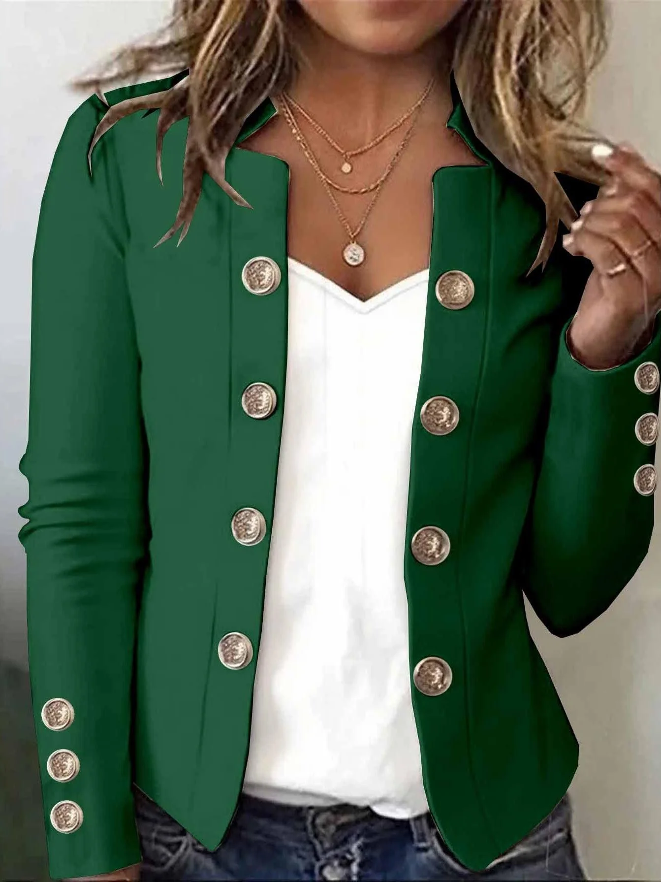 Women's Long-Sleeved Autumn And Winter Button-Down Blazer