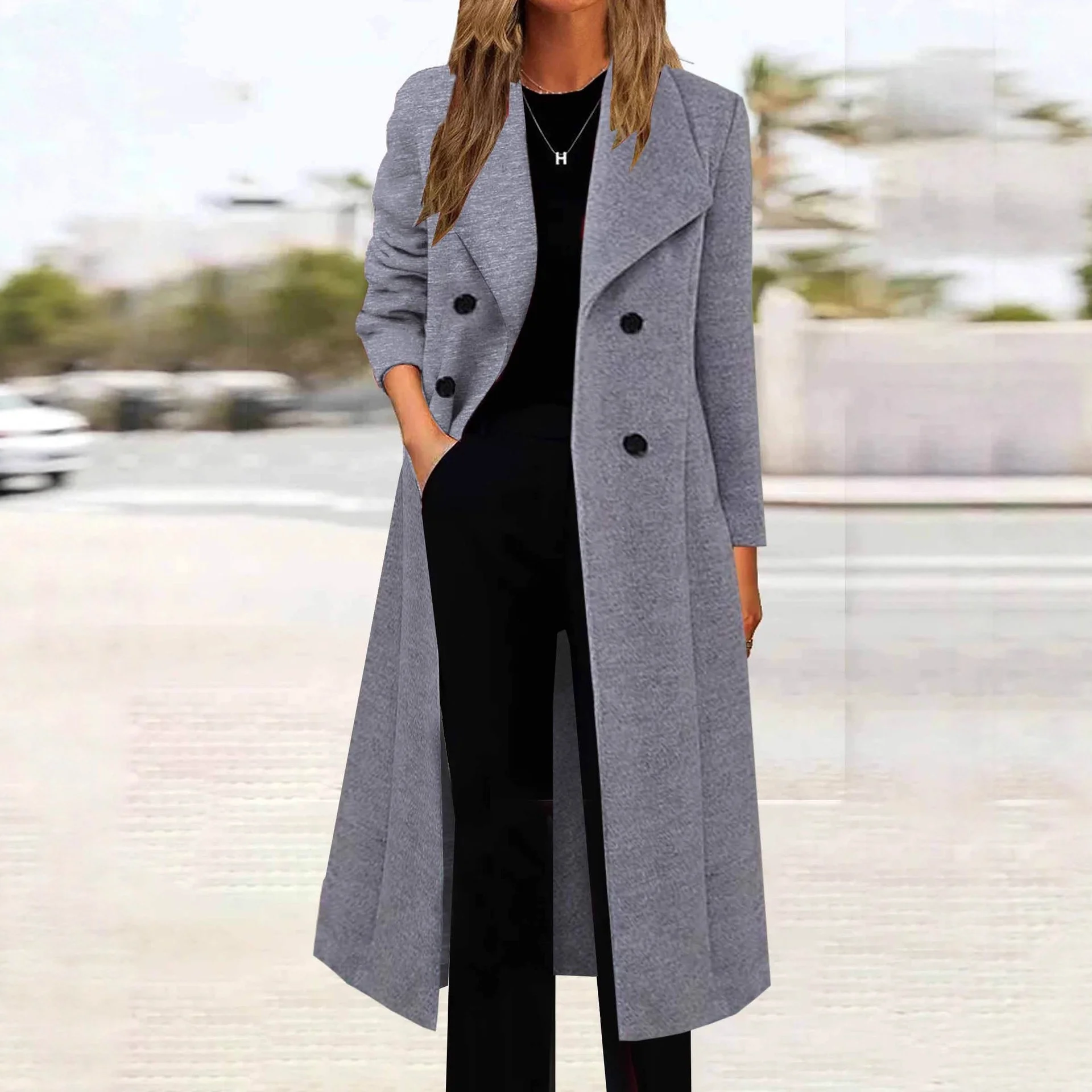 Women's Autumn And Winter Double-Breasted Long-Sleeved Coat