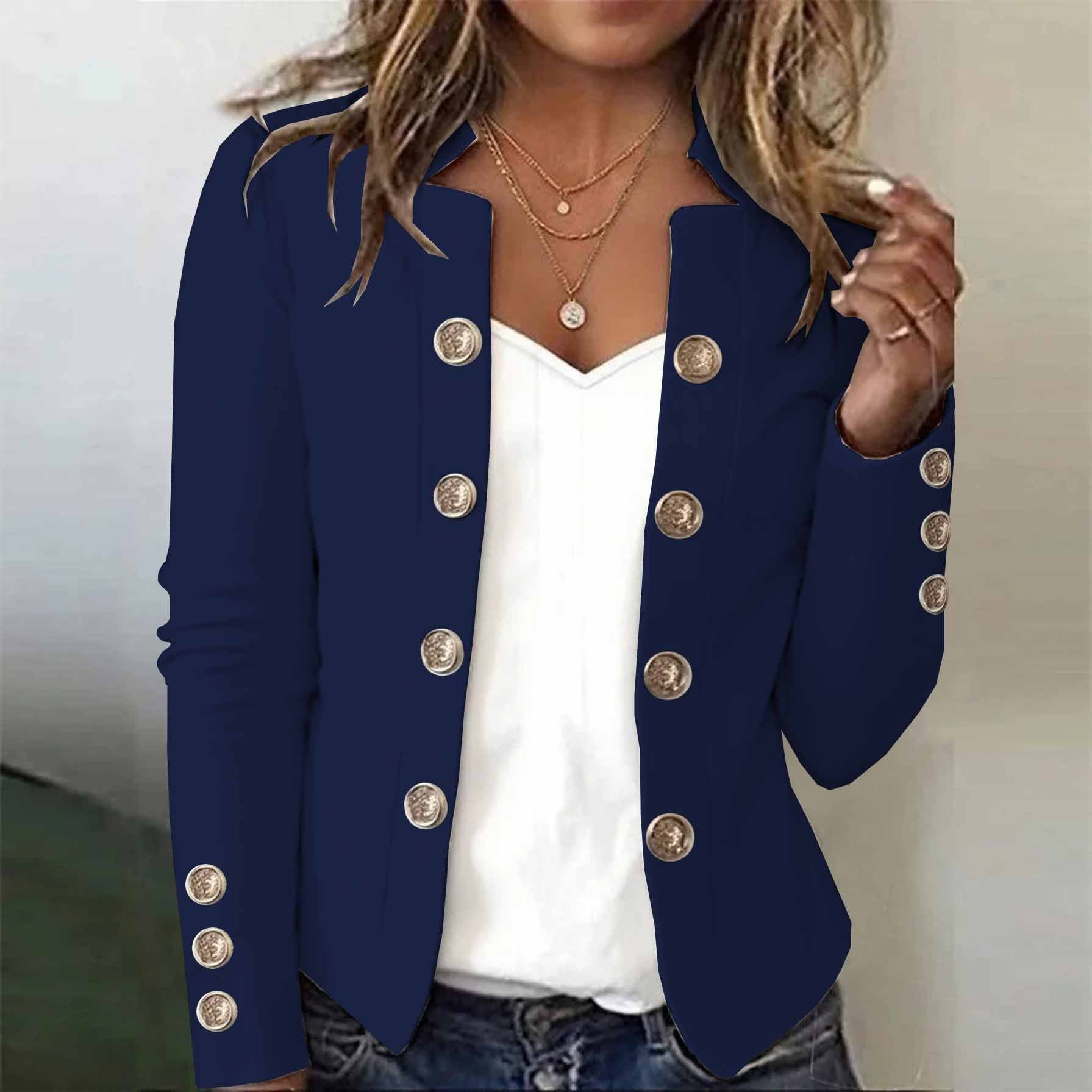 Women's Long-Sleeved Autumn And Winter Button-Down Blazer
