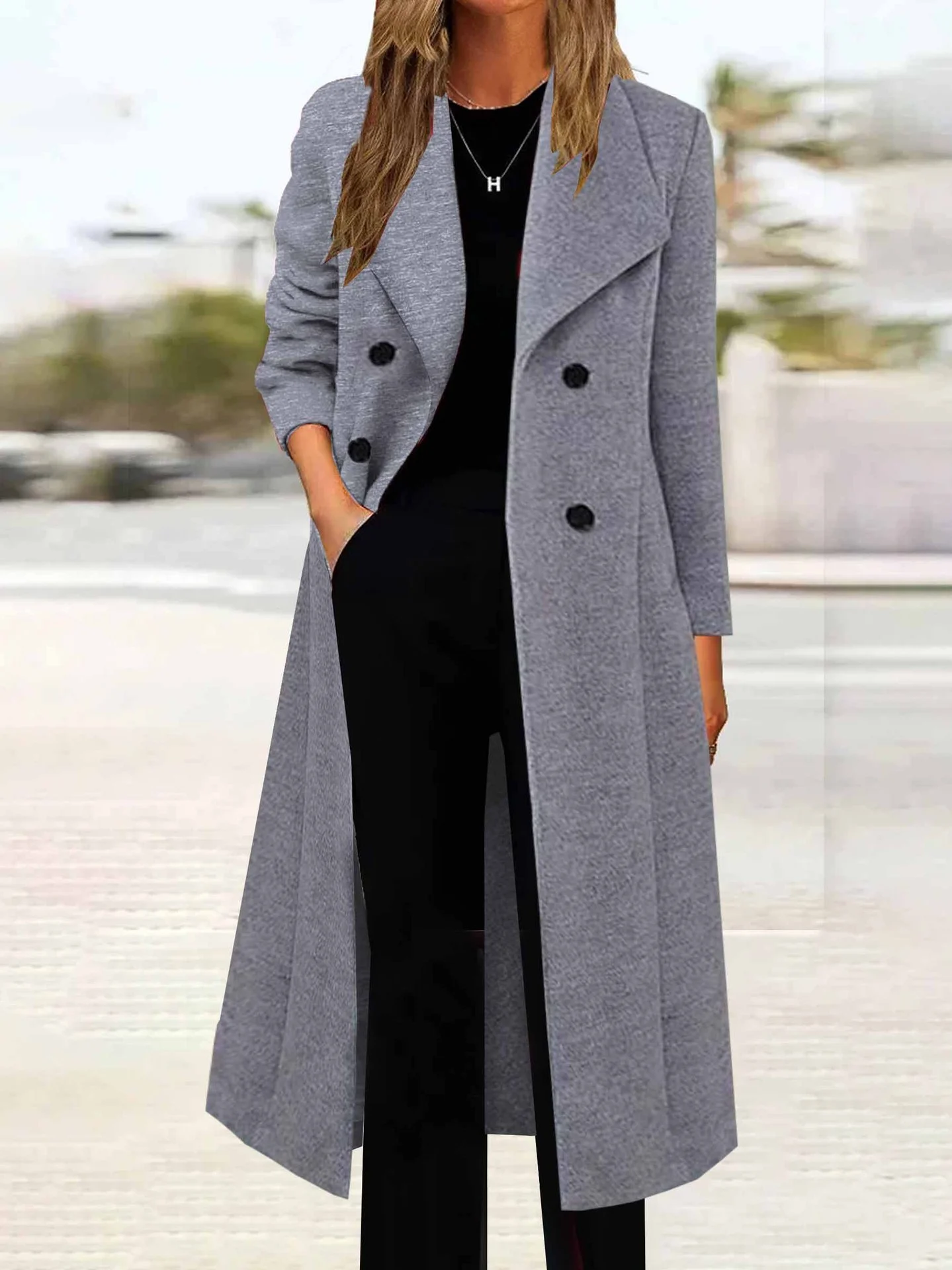 Women's Autumn And Winter Double-Breasted Long-Sleeved Coat