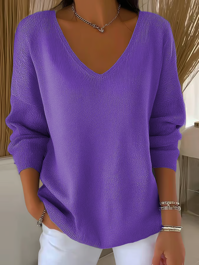 Women's Long Sleeve T-shirt Spring/Fall Orange Plain Printing V Neck Daily Going Out Casual Top