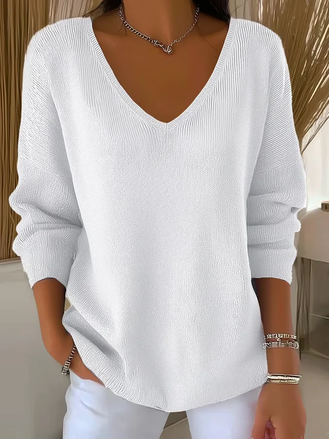 Women's Long Sleeve T-shirt Spring/Fall Orange Plain Printing V Neck Daily Going Out Casual Top