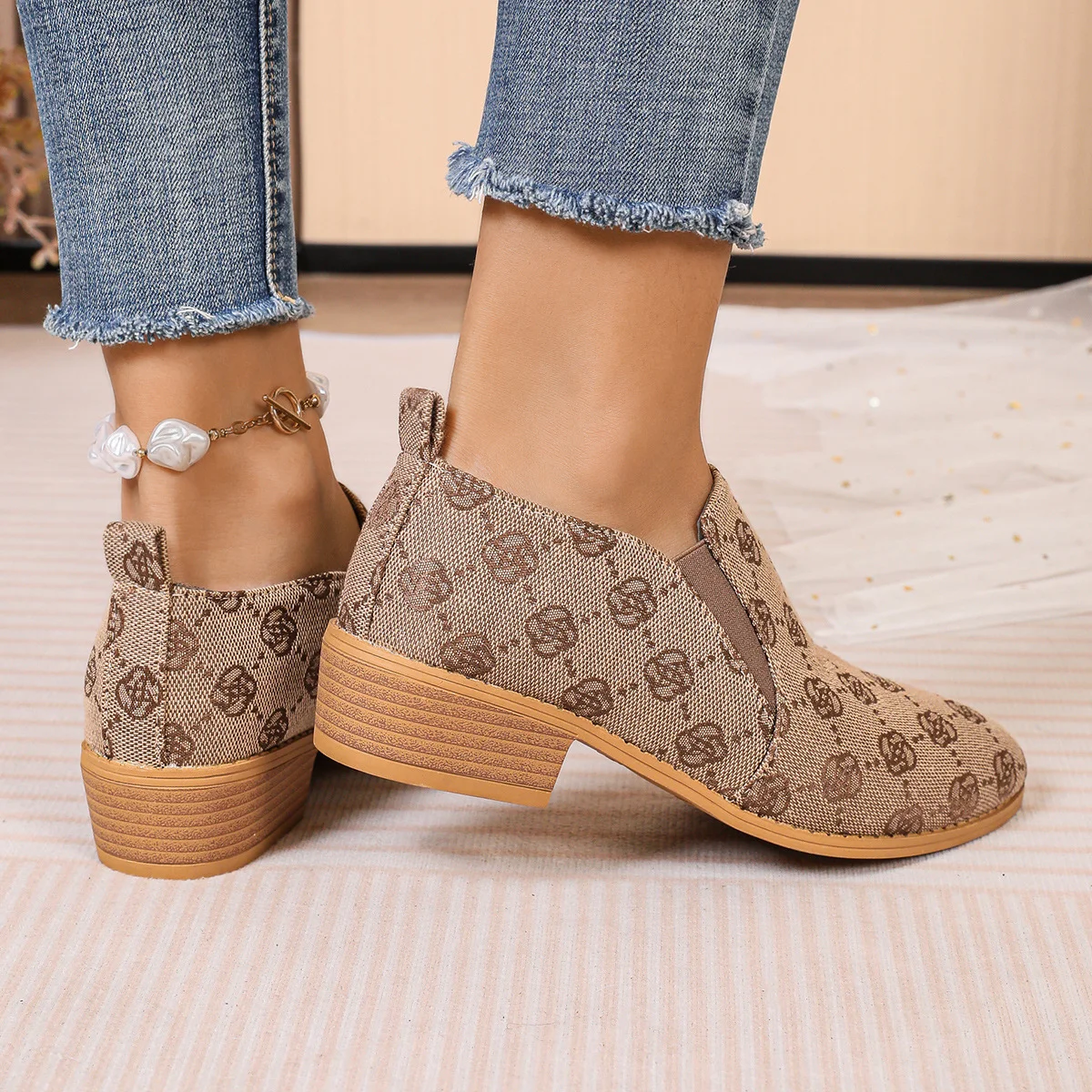 Geometric Leather All Season Casual Shallow Shoes