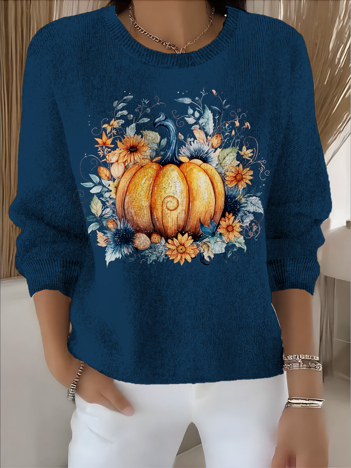 Women's Autumn and Winter Festive Patterned Pullover Tops