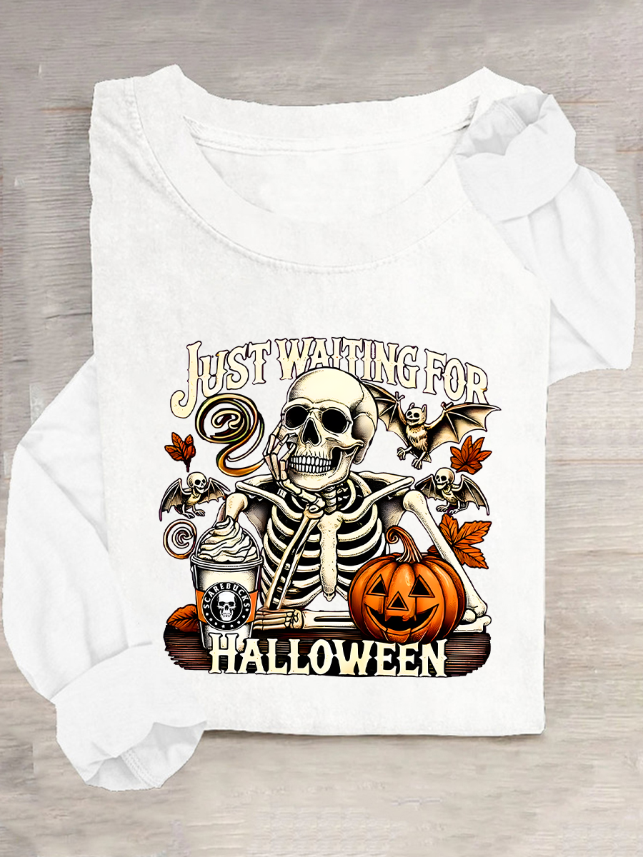 Women's Just Waiting for Halloween Long Sleeve T-Shirt